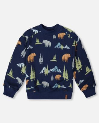 Boys Navy Printed Winter Sweatshirt
