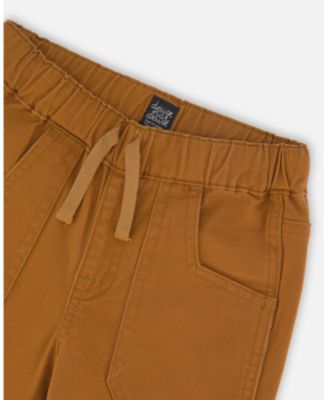 Boy Twill Jogger Pants with Patch Pockets Brown - Toddler|Child