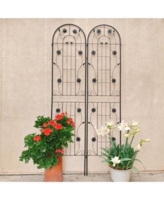 2 Pack Metal Garden Trellis 86.7" Black