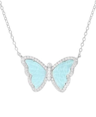 Butterfly Necklace with Amazonite in 14k Gold Plated Sterling Silver