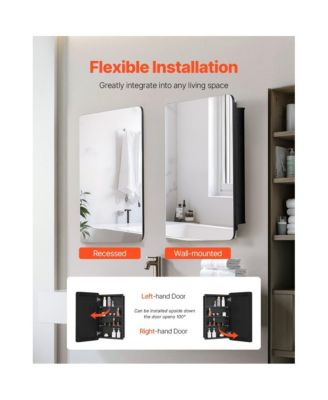 Mirror Medicine Cabinet with Adjustable Interior Shelves for Bathroom Organization