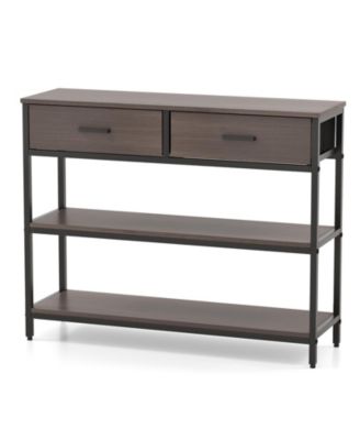 Console Table with Folding Fabric Drawers for Entryway