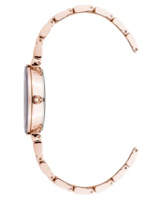 Women's Quartz Classic Plum and Rose Gold-Tone Diamond Accented Bracelet Watch, 28mm