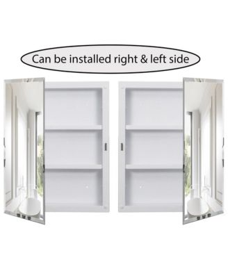 Single Door Multi-Purpose Plastic Bathroom Medicine Cabinet with Mirror, Surface or Recessed Mount, Vanity Cabinet with 2 Plastic Adjustable Shelves, White