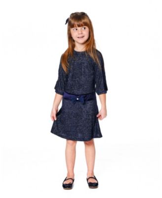 Girl 3/4 Sleeve Lurex Dress Navy Blue - Toddler|Child