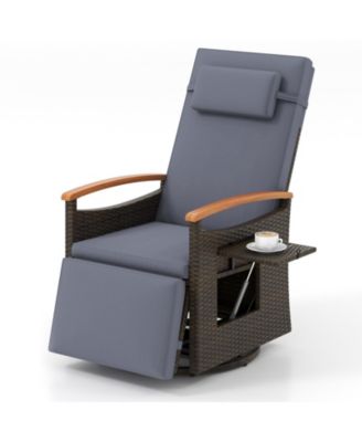 Set Of 2 Outdoor 360° Swivel Rattan Recliner Chair Patio Wicker Chaise Lounge Chair