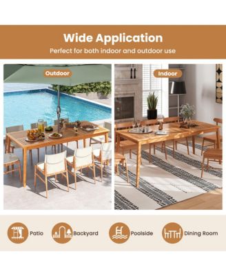 8-Person Outdoor Acacia Wood Dining Table w/ 1.96'' Umbrella Hole Rectangular
