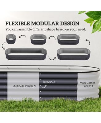 Galvanized Raised Garden Bed Planter Box, 7.9' x 2' x 1.4',