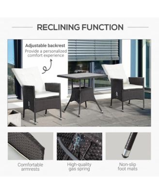 3pc Patio Furniture, Wicker Reclining Chairs & Table,