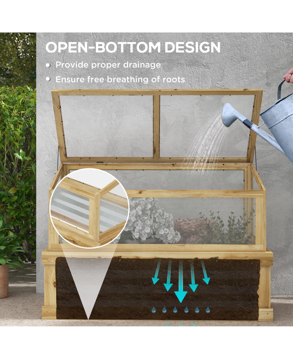 Outsunny Raised Garden Bed with Wooden Cold Frame