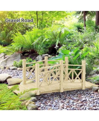 5 ft. Wood Garden Bridge with Safety Handrails Backyard Bridge,