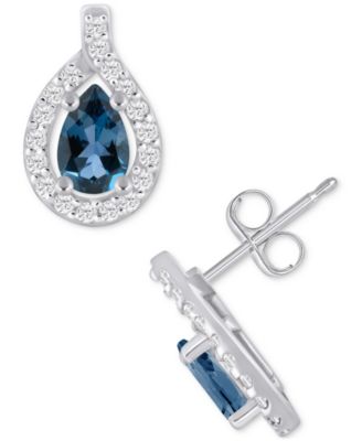 Amethyst (3/4 ct. t.w.) & Diamond (1/4 ct. t.w.) Halo Stud Earrings in 10k White Gold (Also Available in Additional Gemstones)