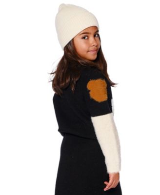 Girl Knitted Sweater Black with Bear Intarsia - Toddler|Child