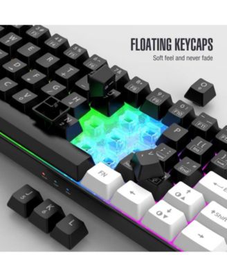 60% Wired Gaming Keyboard, RGB Backlit Ultra Compact Mini Keyboard, Waterproof Mini Compact 61-Key Keyboard for PC/Mac Gamers, Typist, Travel, Easy Travel (Black and white)