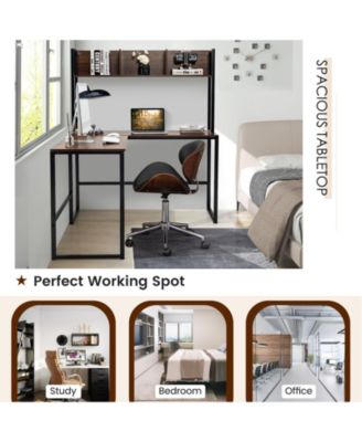 Industrial L-Shaped Desk Bookshelf 55 Inch Corner Computer Gaming Table