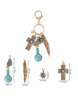 Turquoise Bead Keychain with Charms