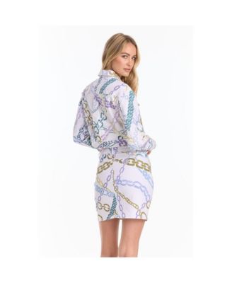 Women's Monaco Denim Skirt - Chain Print