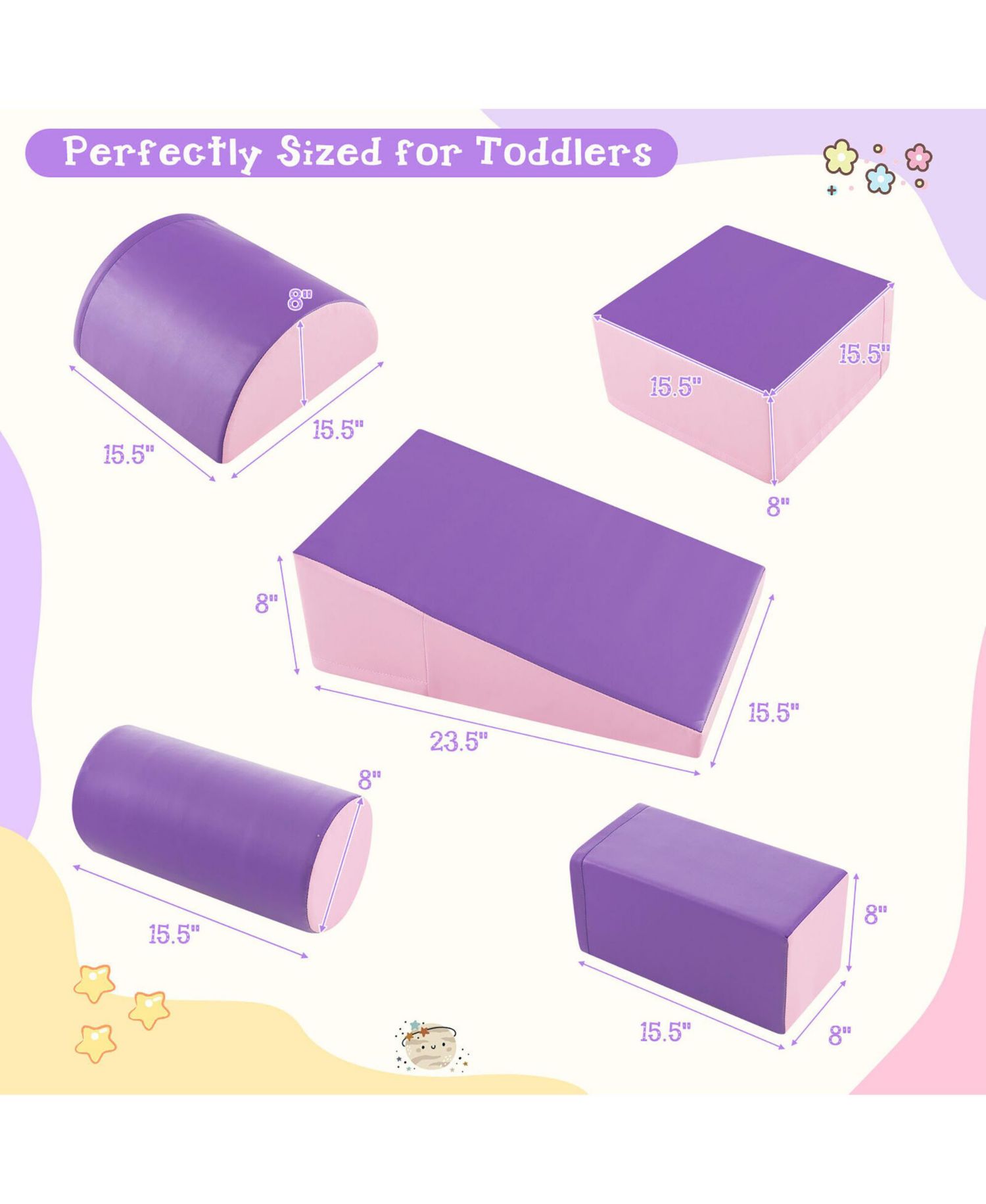 5 PCS Kids Climb and Crawl Activity Playset Soft Foam Block Toddler Play Structure