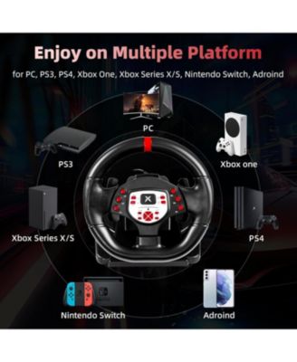 180&deg;Gaming Steering Wheel with Dual Vibration & Pedals – Compatible with Xbox One, Xbox Series X|S, PS4, PC, Switch, PS3, Xbox 360 & Android