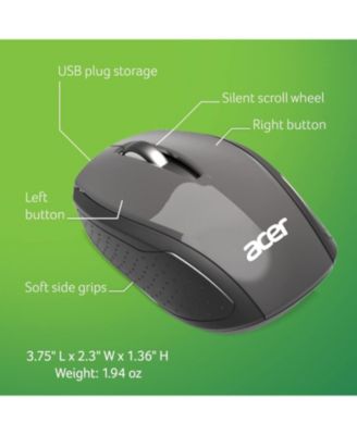 RF Wireless Mouse (Gray/Black) | Works with Chromebook | USB Plug and Play for Right/Left Handed Users