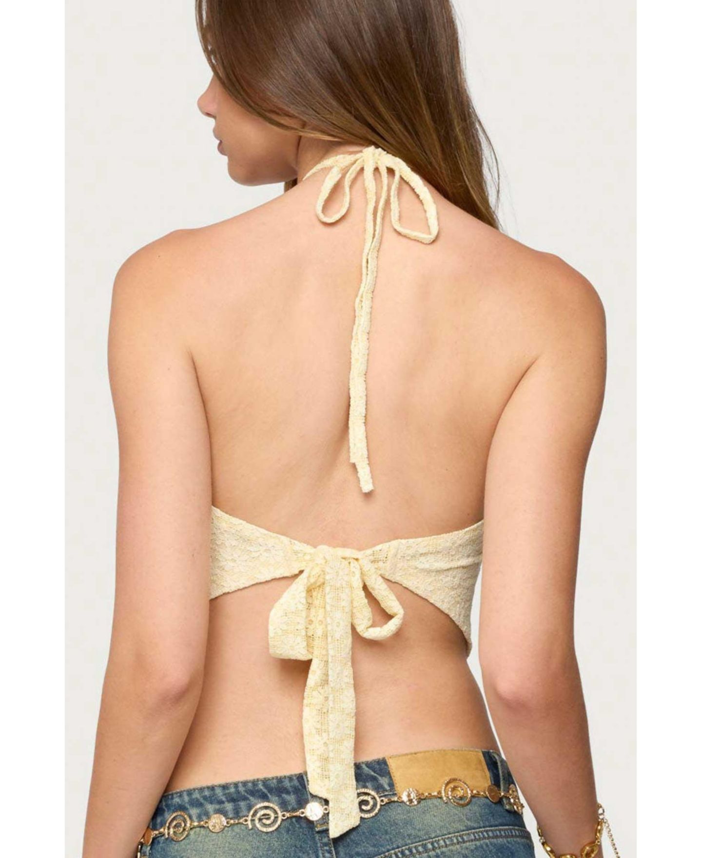 Женский топ Edikted Alana Floral Handkerchief Halter, цвет: Кремовый — фото 2