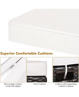 2PCS Patio Rattan Ottoman Cushioned Seat