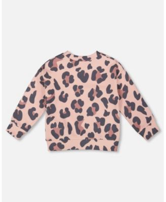 Girl French Terry Sweatshirt Pink Leopard - Child