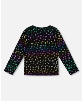 Big Girls Stretch Jersey T-Shirt Multicolor Leopard Print