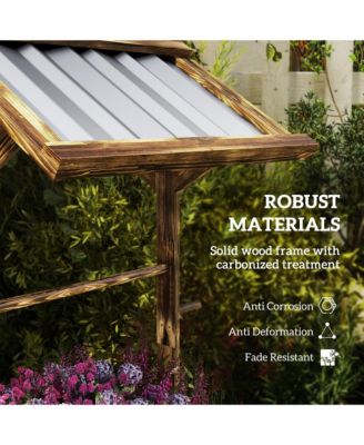 Wooden Wishing Well Planter with Galvanized Canopy, Light 25.6" W x 22.4" D x 45.7" H