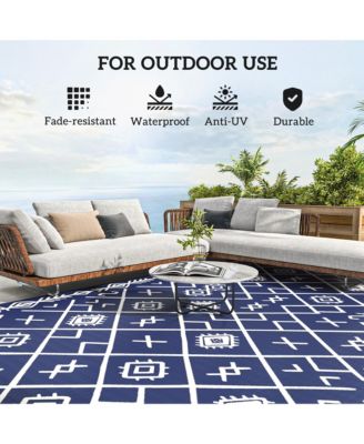 Outdoor Rug, 9' x 18' Floor Mat, Rhombus