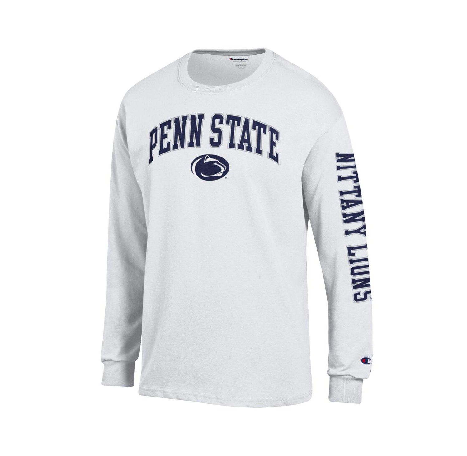 Men's Navy Penn State Nittany Lions Arch Over Logo 2-Hit Long Sleeve T-Shirt