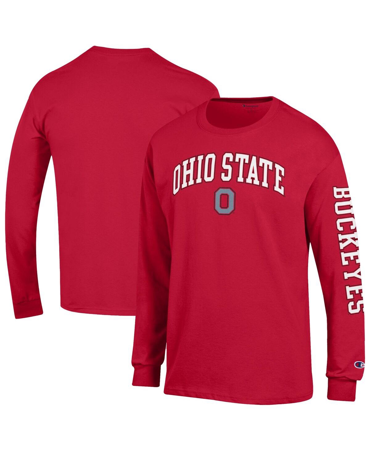 Men's Scarlet Ohio State Buckeyes Arch Over Logo 2-Hit Long Sleeve T-Shirt - Scarlet