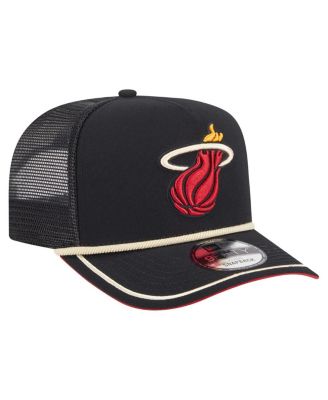 Men's Black Miami Heat Team Rope A-Frame 9FIFTY Snapback Hat