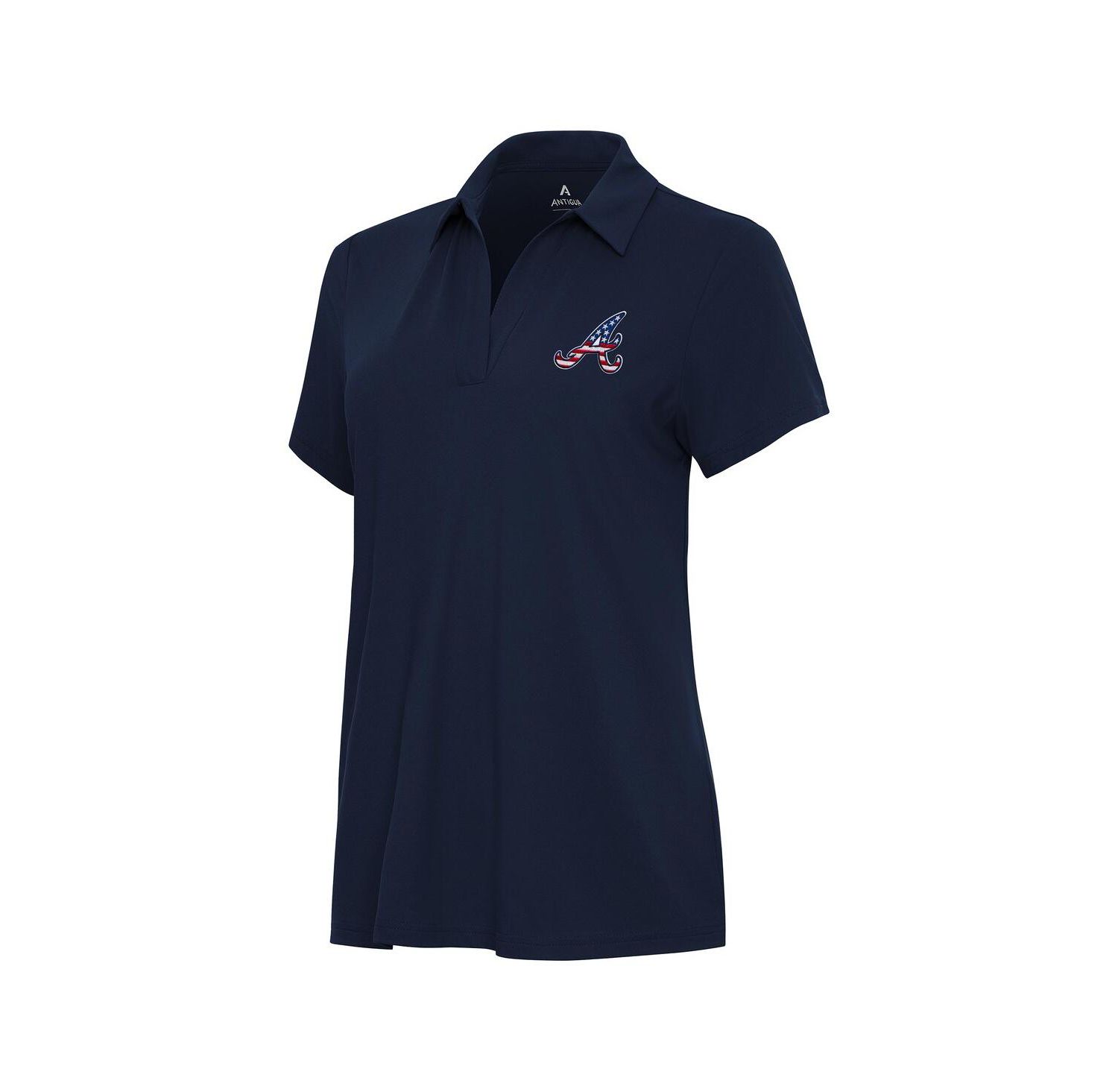Women's Navy Atlanta Braves Independence Day Patriotic Logo Era Polo Shirt