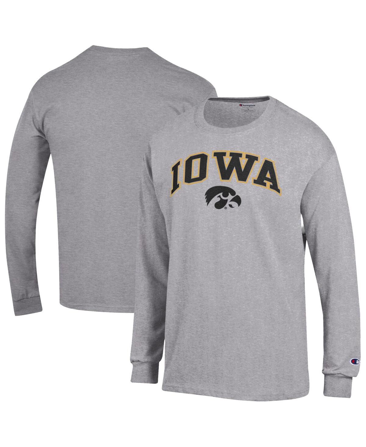 Men's Heather Gray Iowa Hawkeyes Arch Over Logo Long Sleeve T-Shirt - Heather Gray