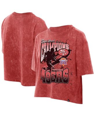 New Era - Women's Scarlet San Francisco 49ers Cropped Boxy Classics Mineral Wash T-Shirt