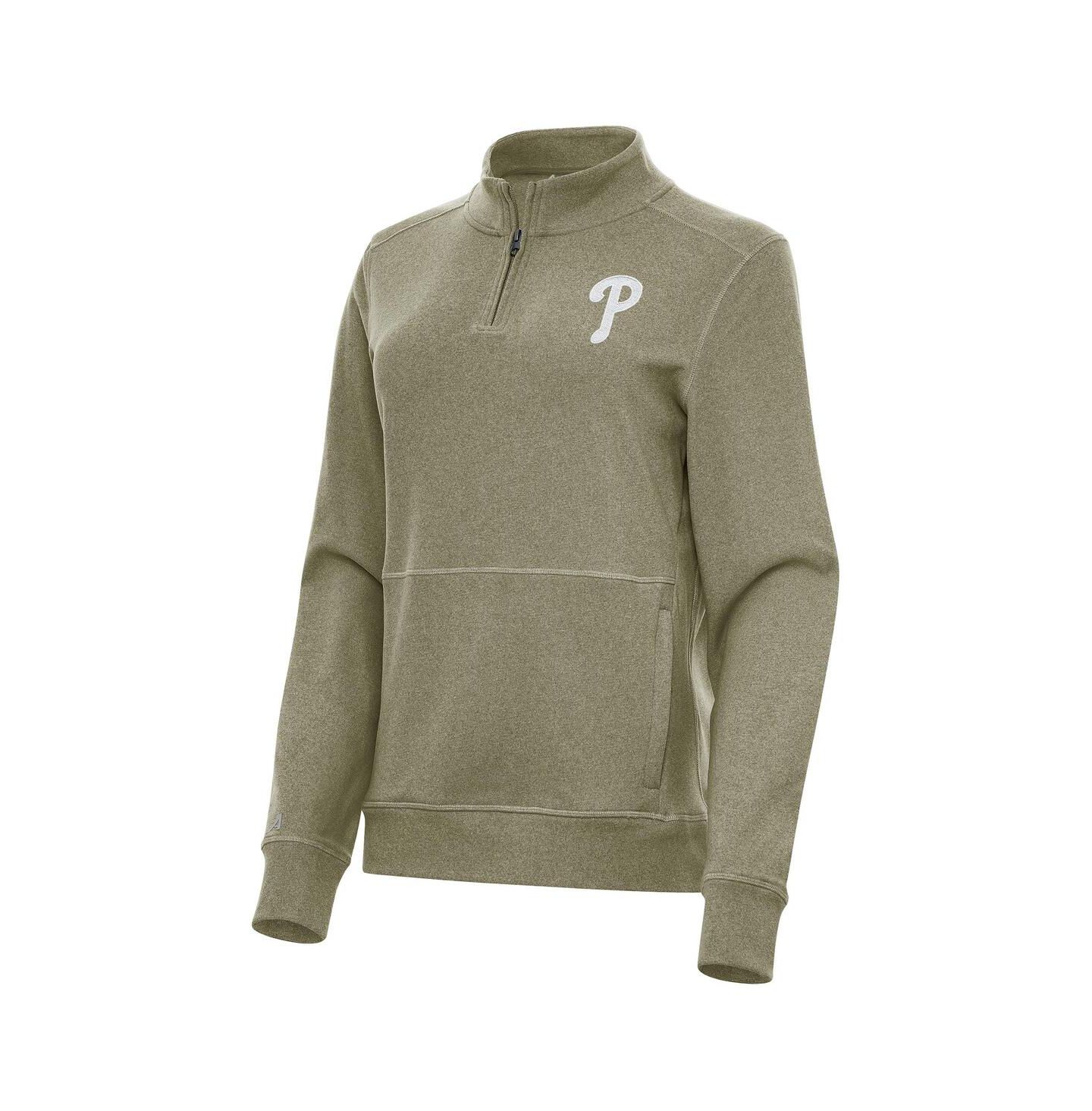 Женская куртка Antigua Olive Philadelphia Phillies Crush Quarter-Zip — фото 1