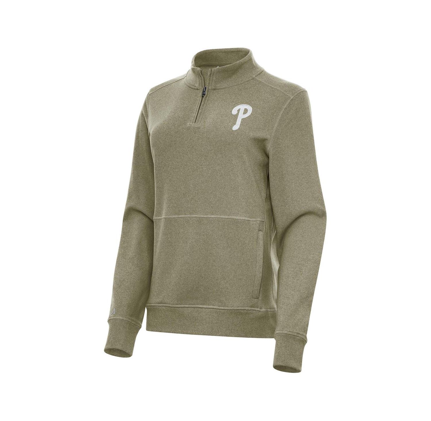 Women's Olive Philadelphia Phillies Crush Quarter-Zip Jacket