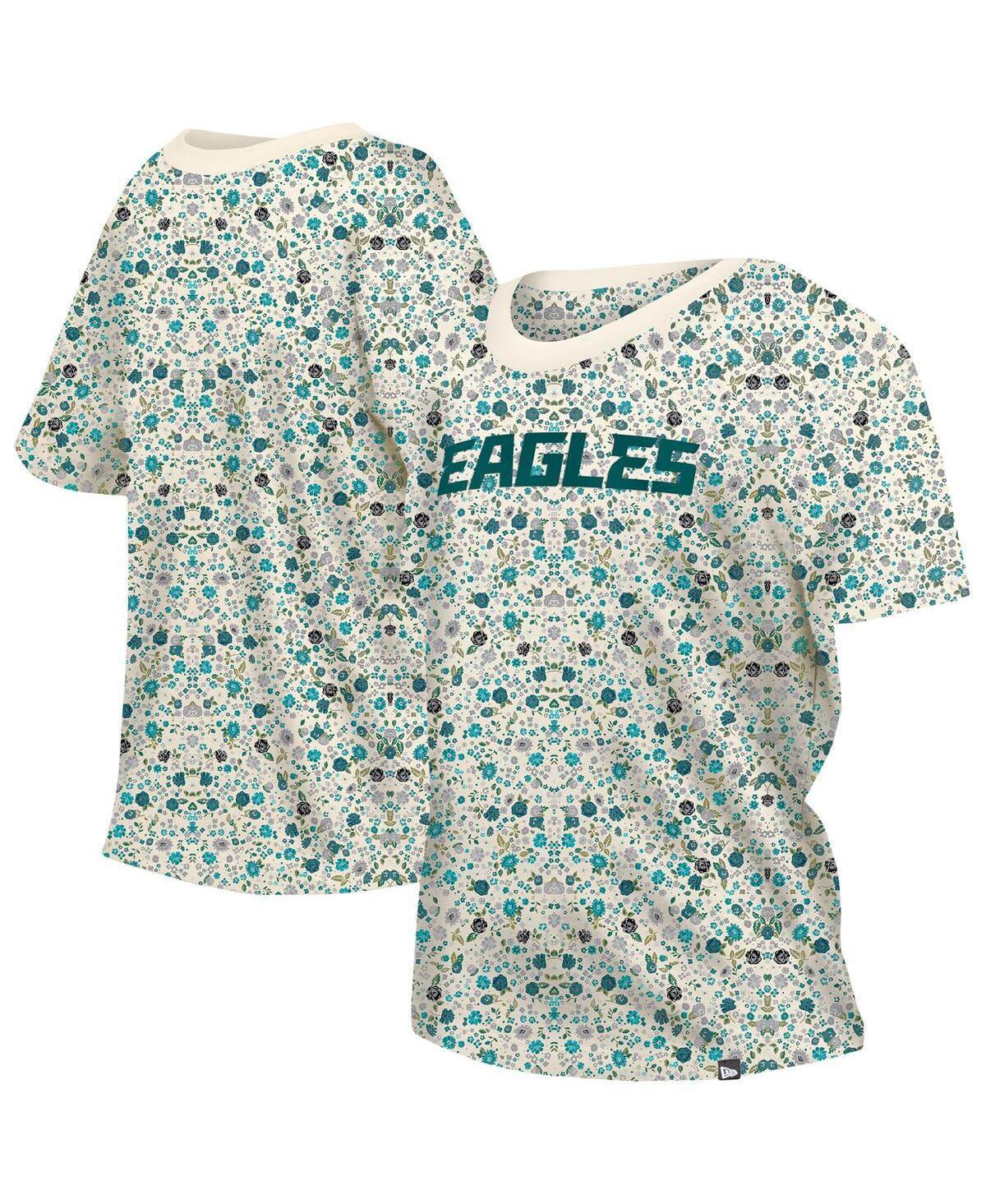 Women's Cream Philadelphia Eagles Glam Game Floral T-Shirt - Cream