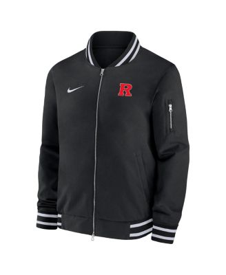 Men's Black Rutgers Scarlet Knights Sideline Relaxed Full-Zip Bomber Jacket