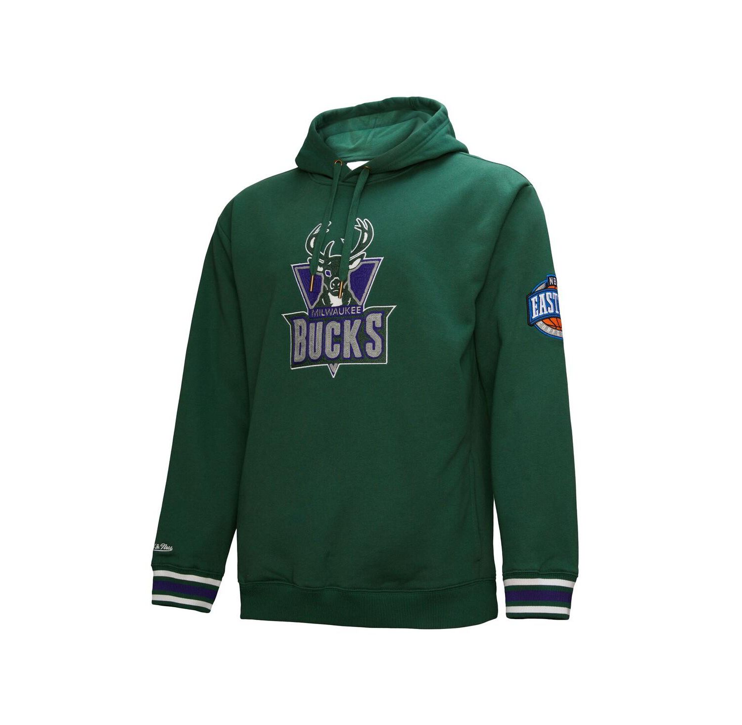 Men's Hunter Green Milwaukee Bucks Hardwood Classics Chainstitch Vintage Heavyweight Pullover Hoodie