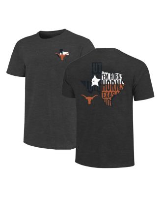 Image One - Men's Charcoal Texas Longhorns Big Tall State Flag Cutout Hyper Local Core T-Shirt