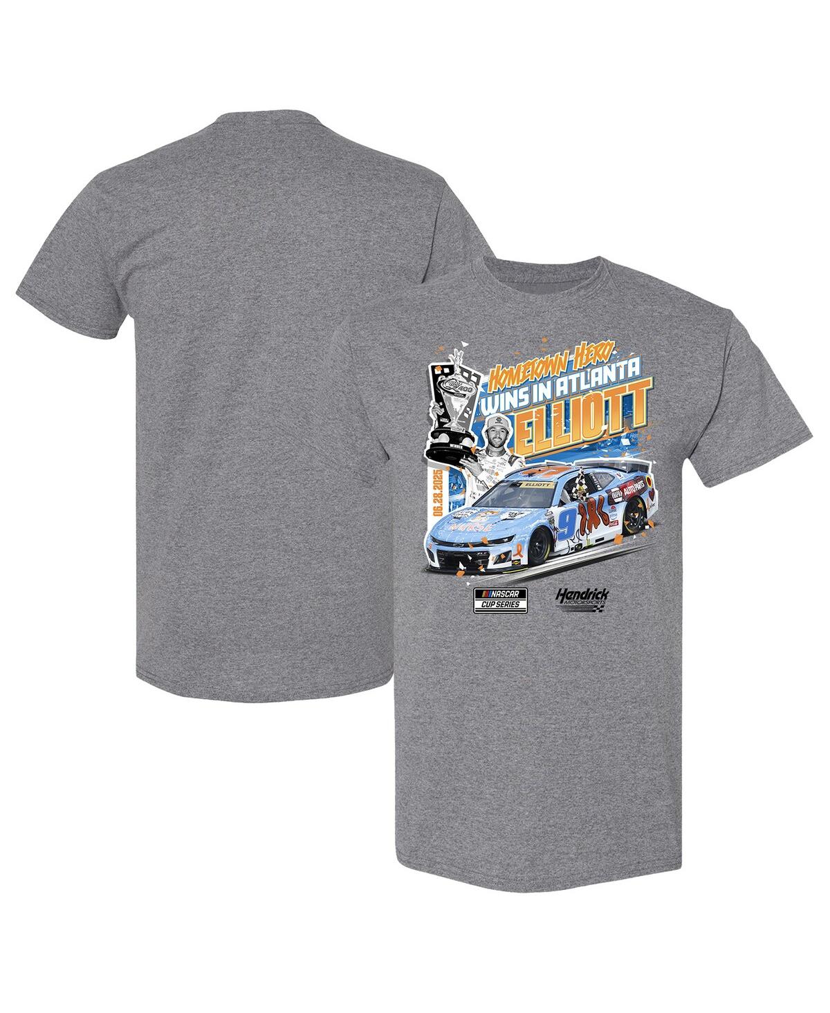 Men's Charcoal Chase Elliott 2025 Quaker State 400 Race Winner T-Shirt - Charcoal