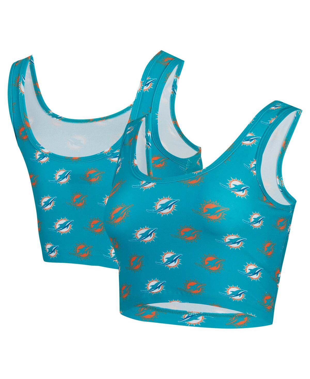 Women's Aqua Miami Dolphins Record Allover Print Bralette - Aqua