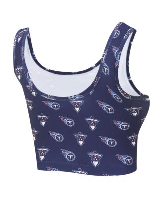 Women's Navy Tennessee Titans Record Allover Print Bralette