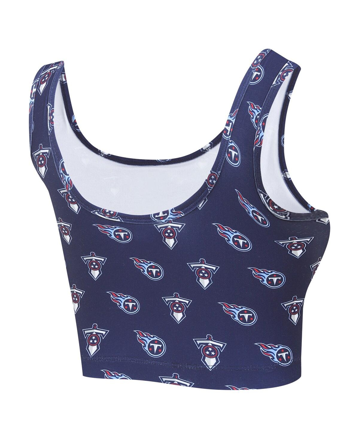 Concepts Sport Women's Navy Tennessee Titans Record Allover Print Bralette In Blue