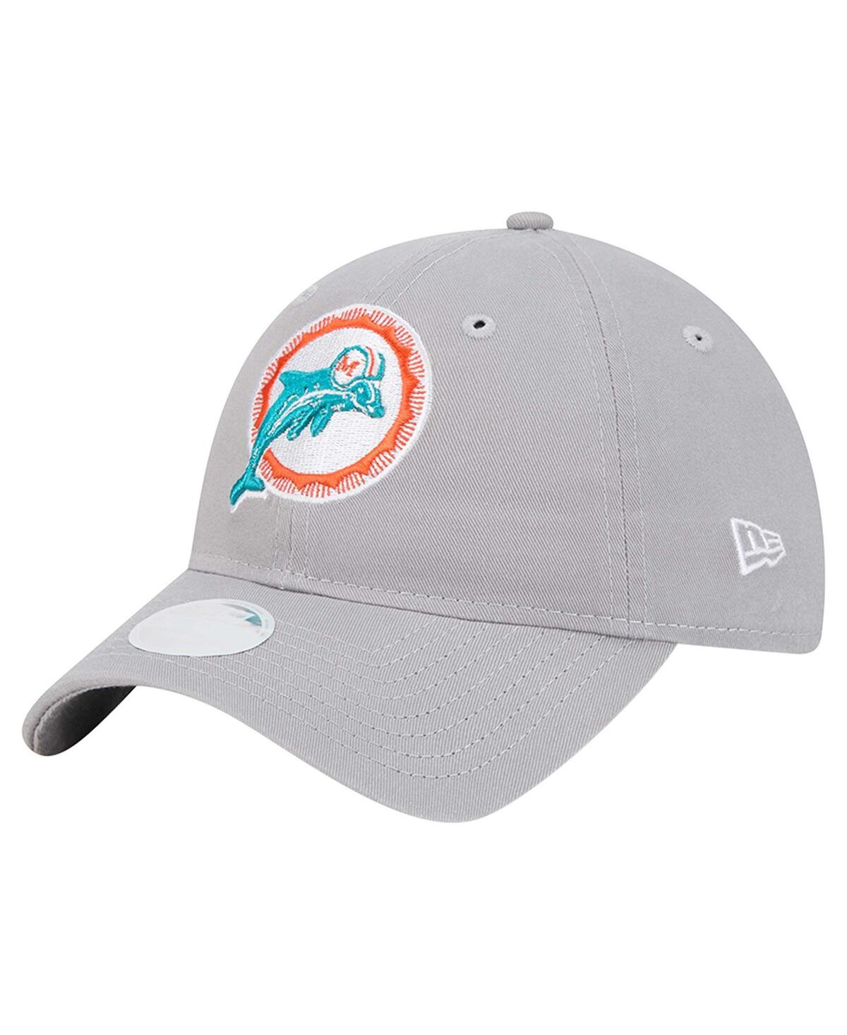 Women's Gray Miami Dolphins Throwback 9TWENTY Adjustable Hat - Gray