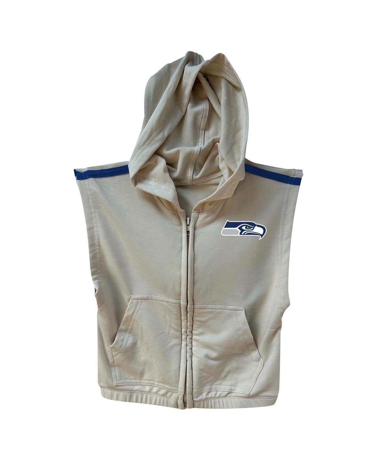 Wes & Willy Girls Toddler Neon Green/college Navy Seattle Seahawks Sleeveless Full-zip Hoodie And Three Tier Ski In Gray