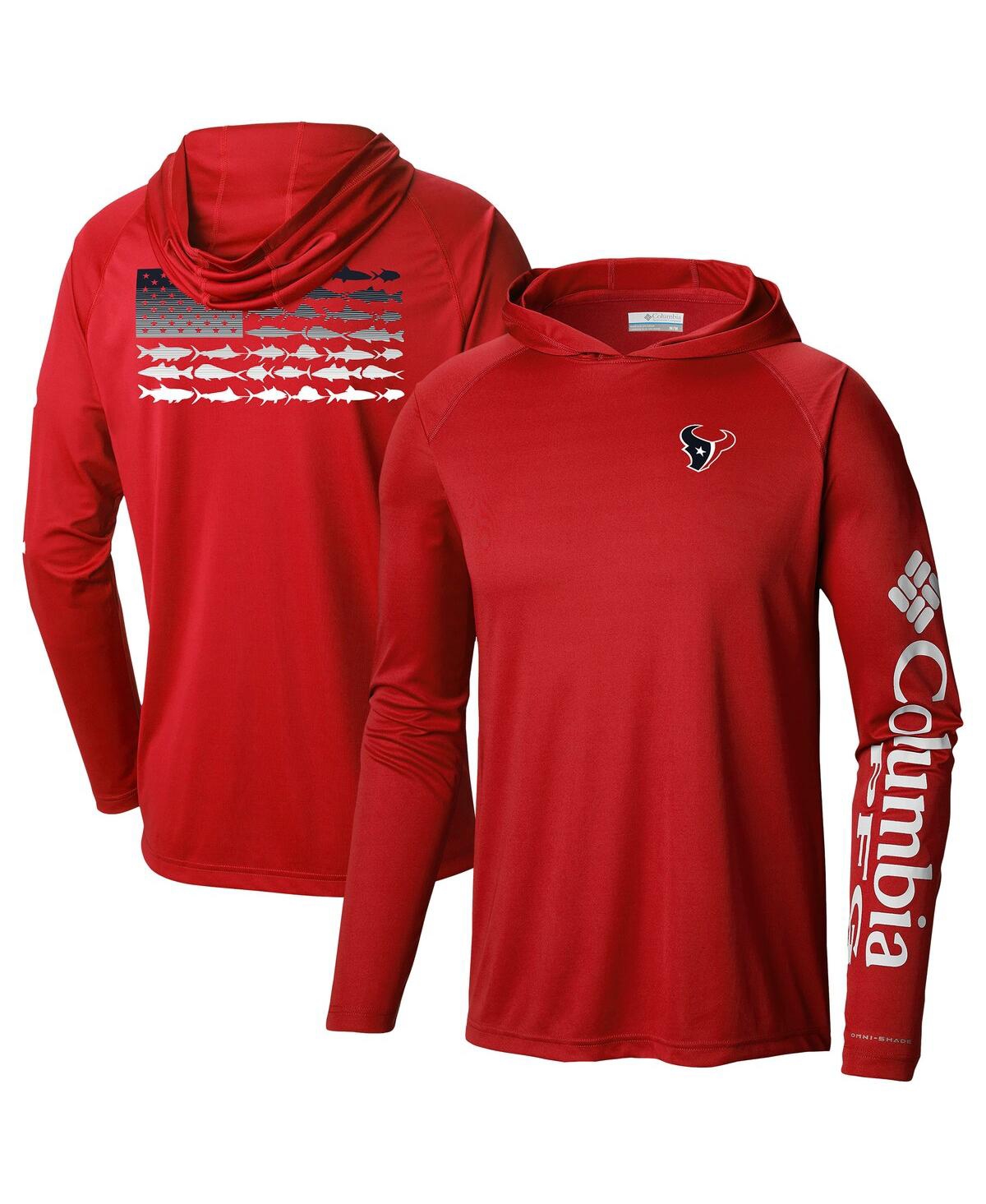 Men's Red Houston Texans Terminal Tackle Long Sleeve Hoodie T-Shirt - Red
