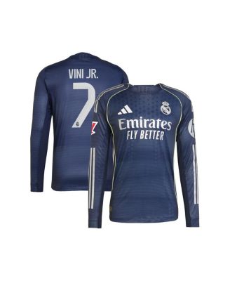 adidas - Men's Vini Jr. Blue Real Madrid 2025/26 Away Authentic Long Sleeve Player Jersey